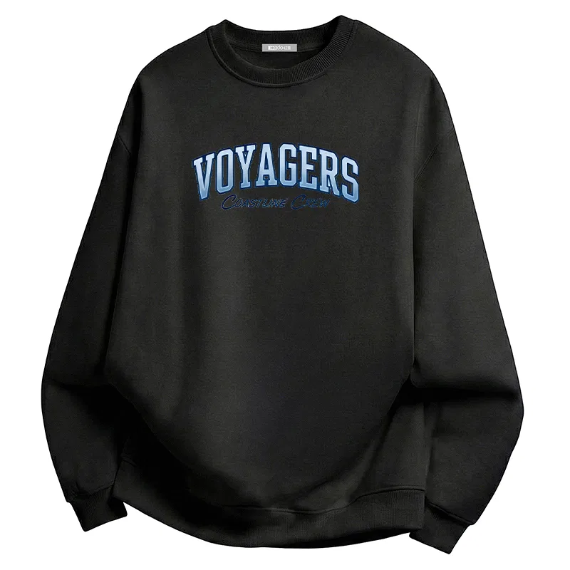 Детский свитшот свободного кроя с принтом VOYAGERS Slogan Print Red bean, Light Gray — фото 4