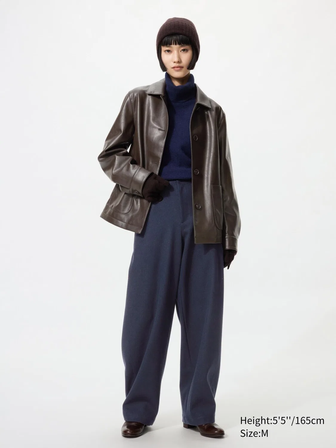 Брюки Uniqlo, трикотажные, с начесом, темно-синий
