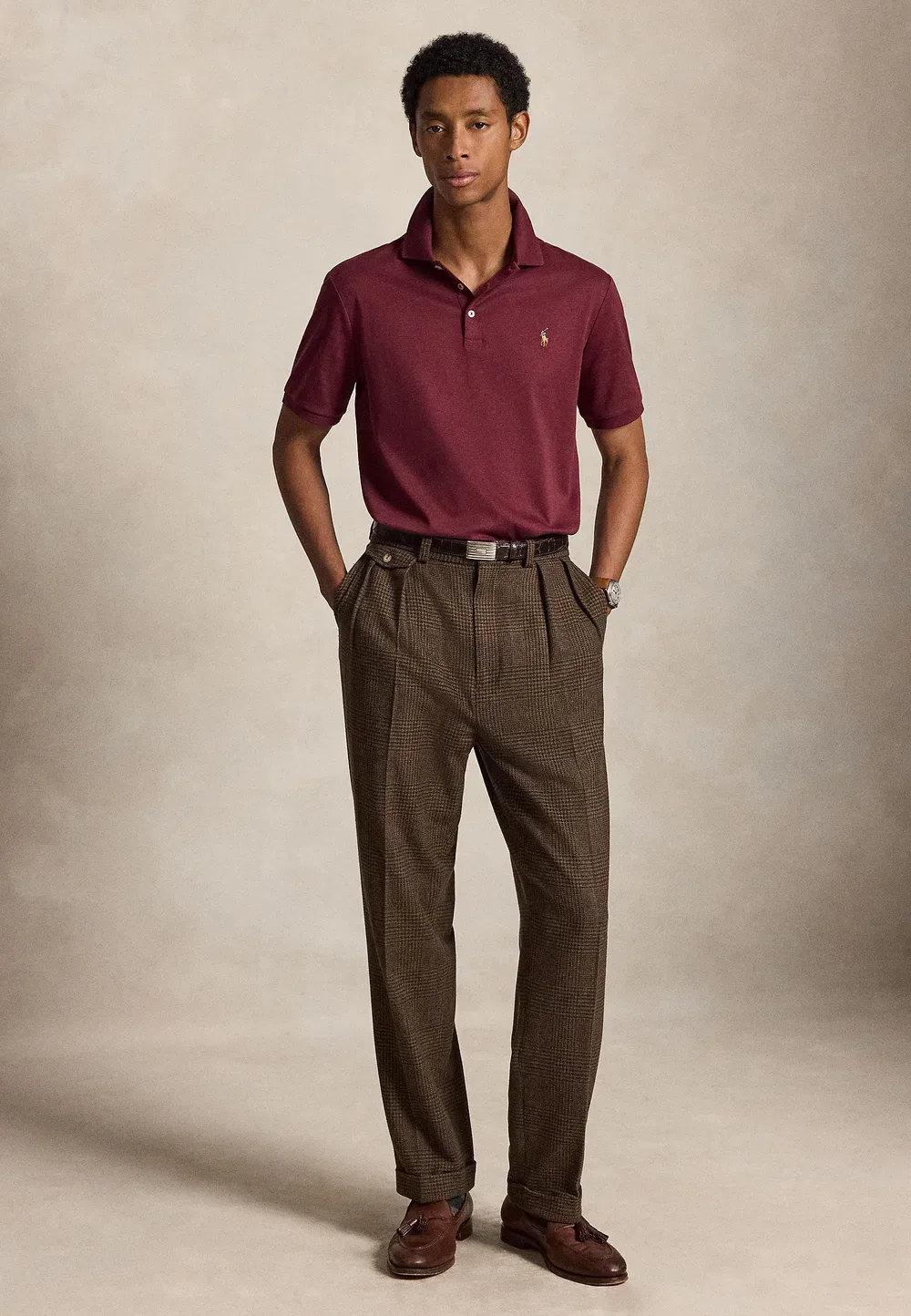 Поло-Рубашка из мягкого хлопка приталенного кроя, сшитая на заказ Polo Ralph Lauren, Spring Wine Heather — фото 2