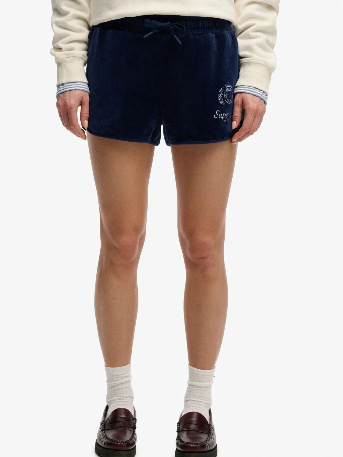 Шорты из велюра, slim fit, Country Club Superdry, синие