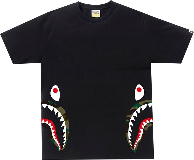 

Футболка BAPE 1st Camo Side Shark Tee 'Black/Green', черный