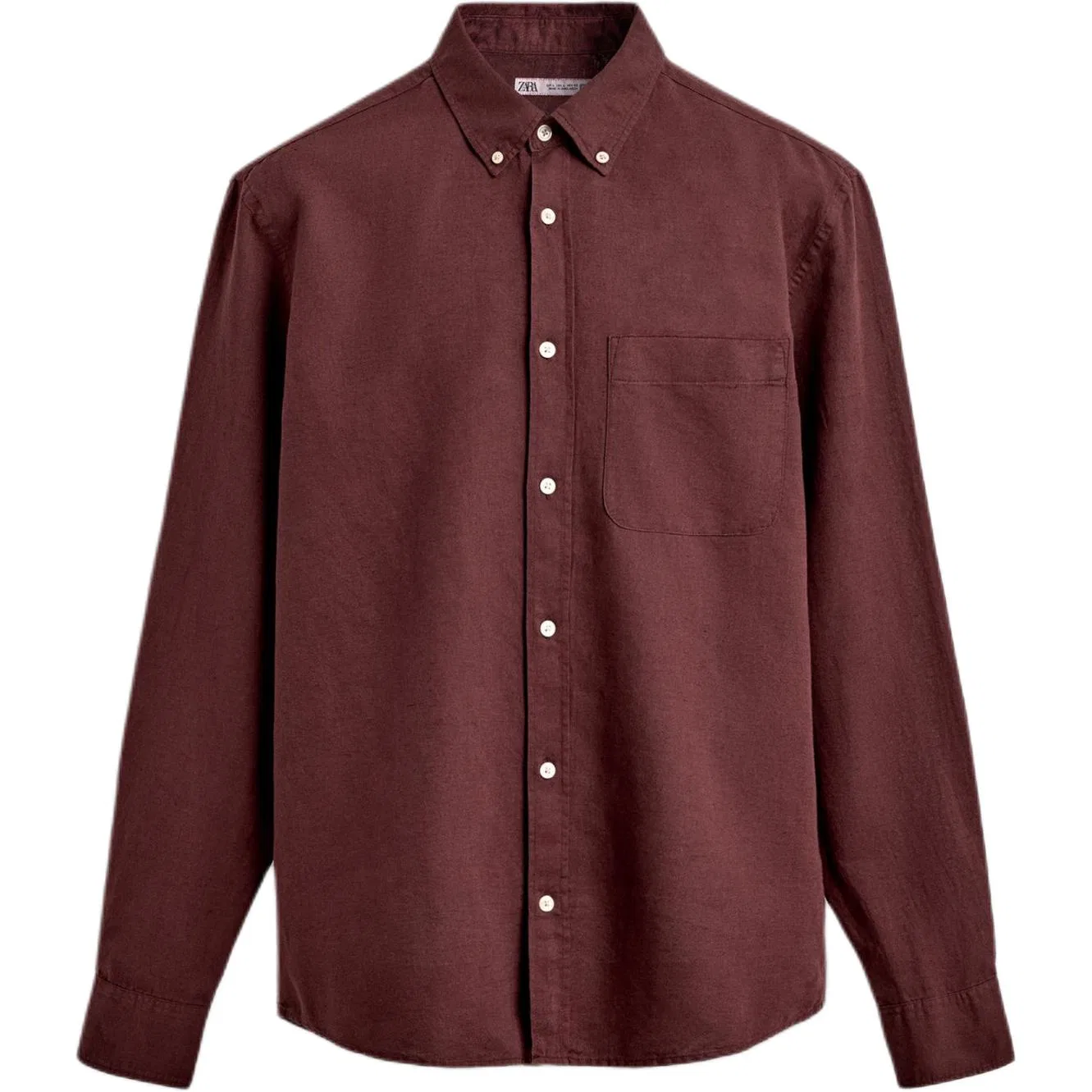 Мужская рубашка с лацканами Burgundy Lapel Moderate ZARA, Burgundy