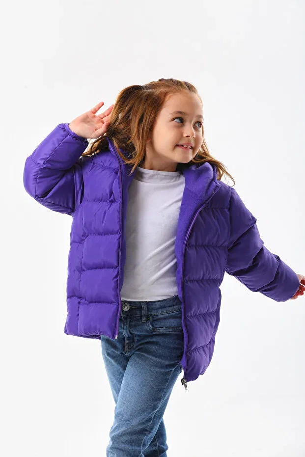 Детский зимнее пуховик для девочек с капюшоном RB-400, Generic Brands, Purple — фото 3
