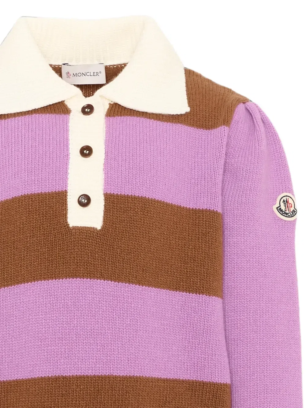 Полосатый свитер с объемными рукавами Moncler Enfant, фиолетовый — фото 3