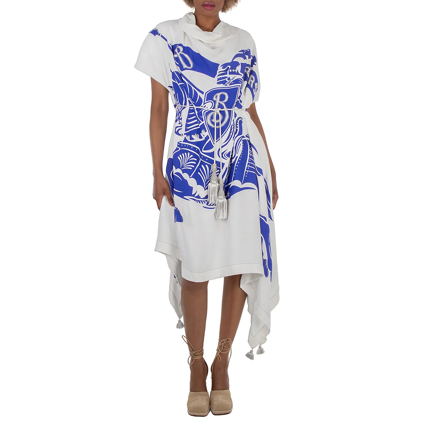 Платье из вискозы с принтом EKD Print Viscose Flag Dress Burberry, White Ip Pat