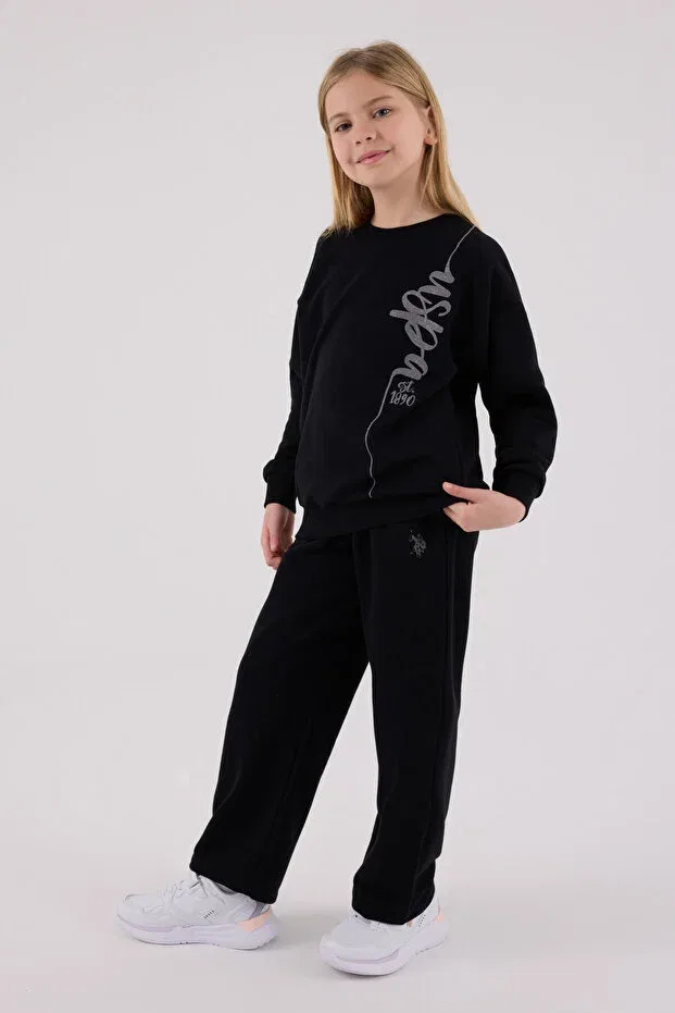 Детский спортивный костюм для девочек с принтом U.S. Polo Assn., Black