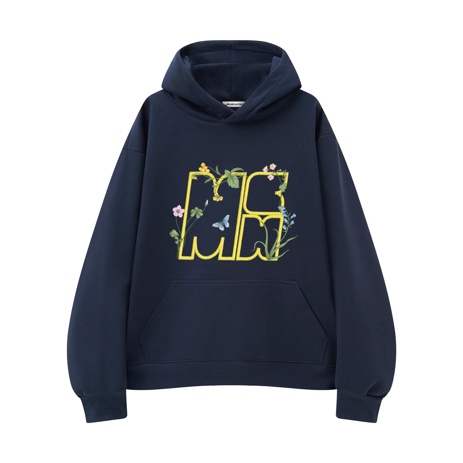Детское худи унисекс с капюшоном Navy Blue-Embroidery MUSCLETECH