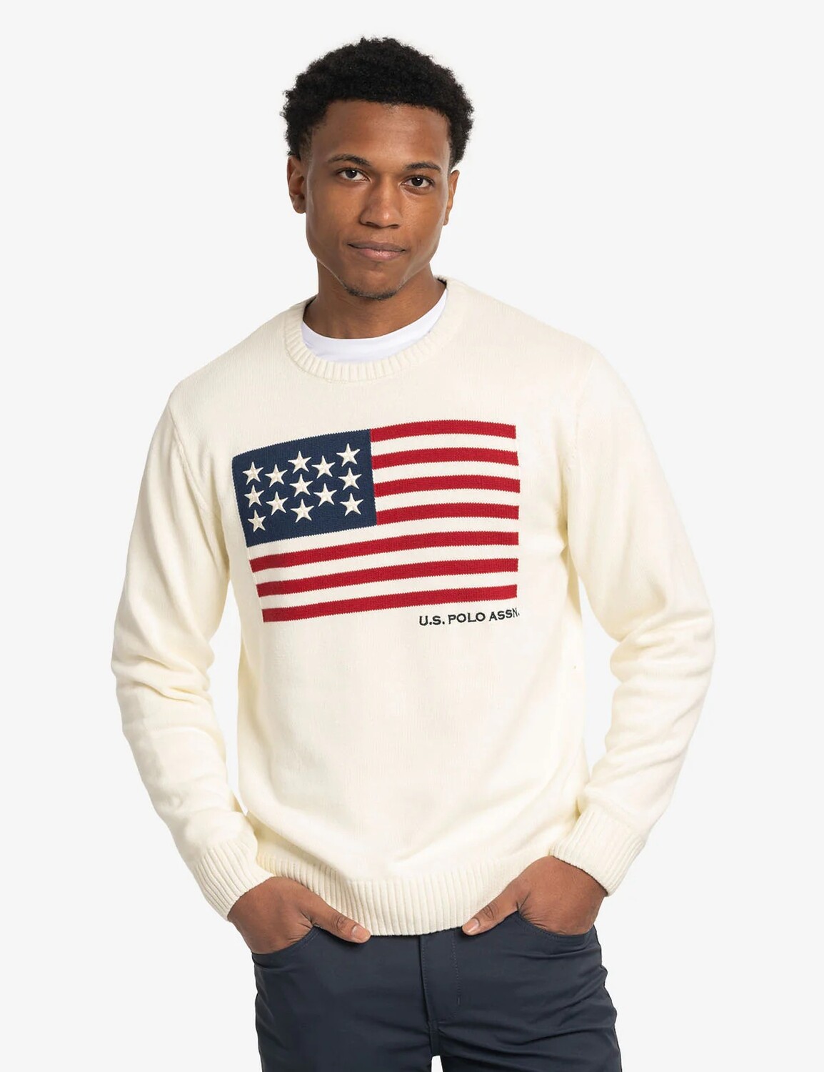 

Свитер U.S. Polo Assn. Flag Crew Neck, кремовый