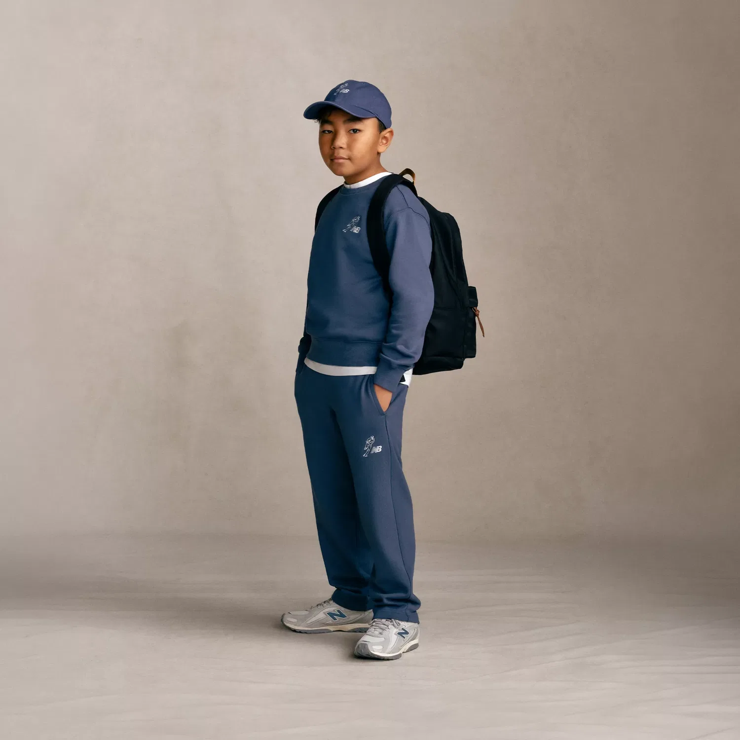 Детский свитшот с длинным рукавом с принтом Shohei Logo New Balance, Vintage Indigo
