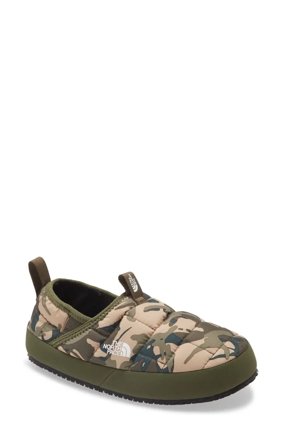 Детские тапочки-мюли утепленные с камуфляжным принтом The North Face ThermoBall Traction Mule II, зеленый — фото 4