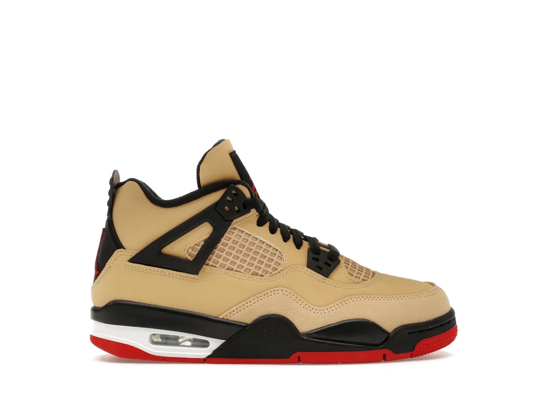 Детские кроссовки Lifestyle с цветовым блоком Jordan 4 Retro, Fire Red/Sesame/White/Starfish