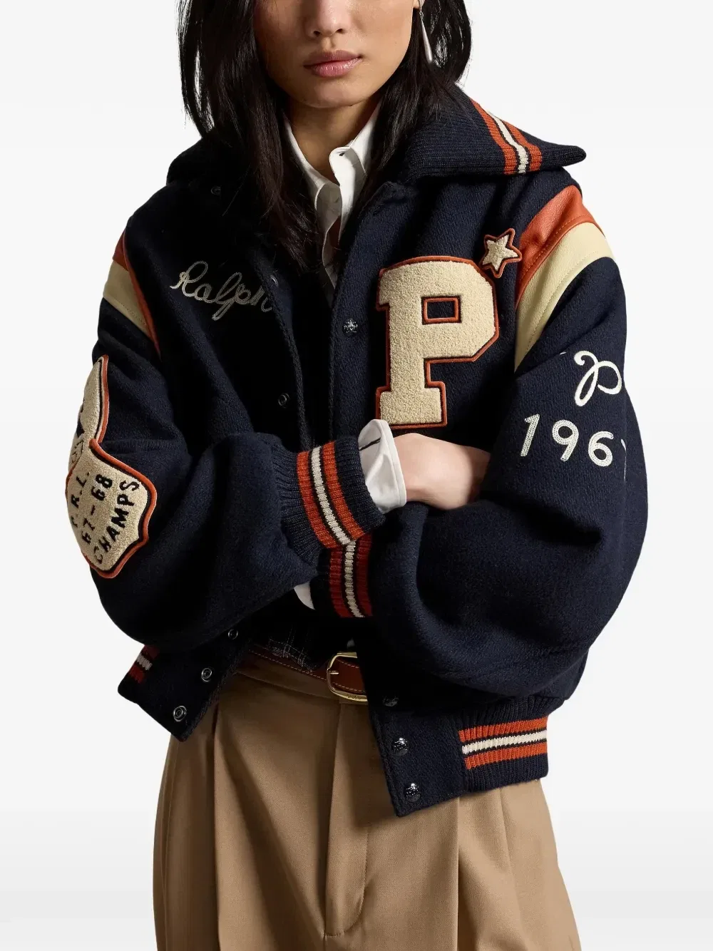 Бомбер с нашивками Polo Ralph Lauren, синий — фото 3