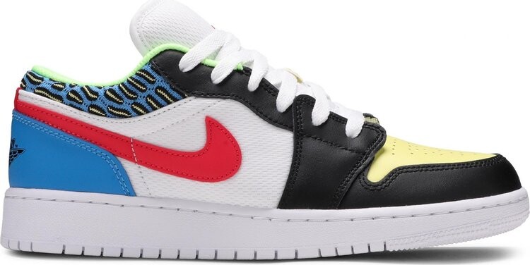 

Кроссовки Air Jordan 1 Low GS Funky Patterns, белый, Белый;серый, Кроссовки Air Jordan 1 Low GS Funky Patterns, белый