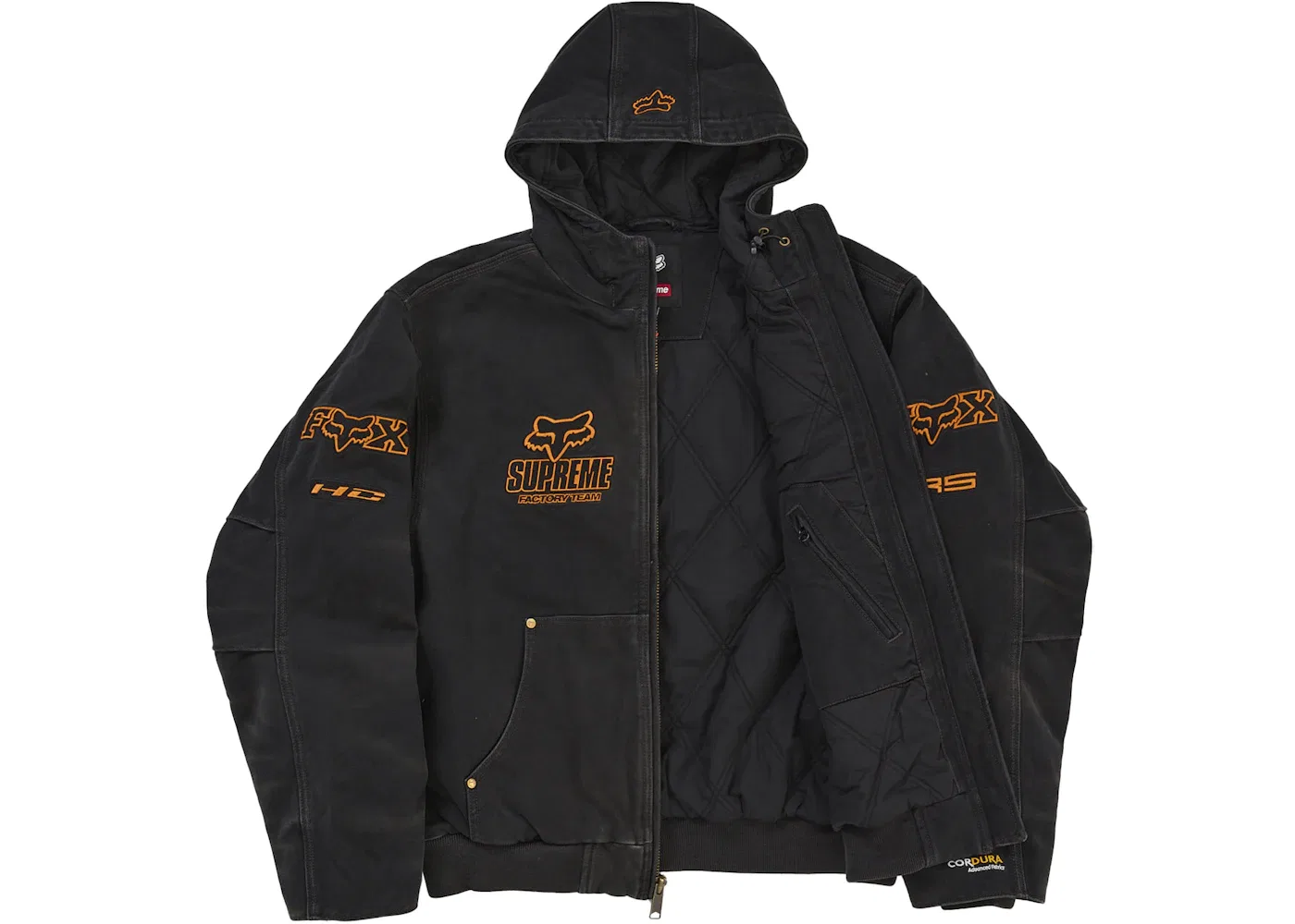 Мужская куртка-худи с капюшоном Supreme Fox Racing Jacket Black — фото 2