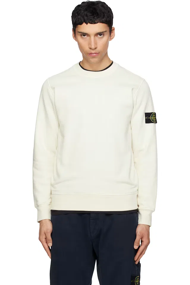 Кремовый свитшот из органического хлопка с начесом Stone Island