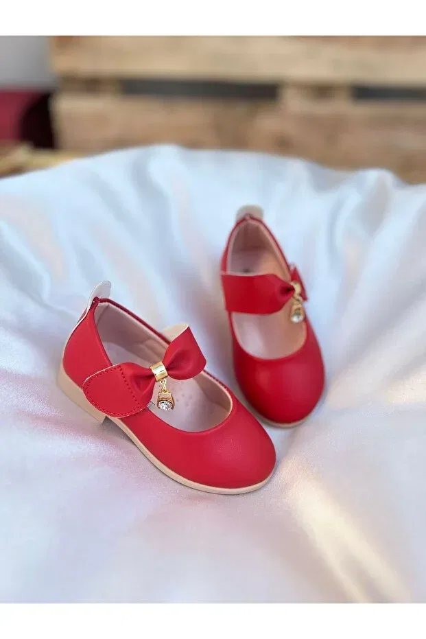 Детские балетки для девочек плоские из искусственной кожи Görkem Bebe Ayakkabı Ve Tekstil, Red — фото 3