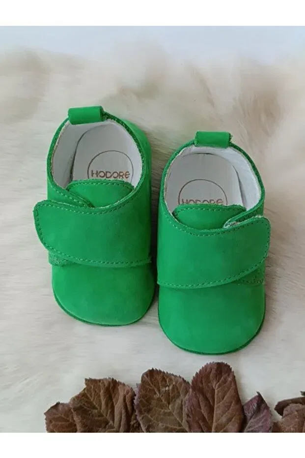 Детские ботинки для мальчиков из натуральной кожи Pistachio Green Genuine Leather Velcro Baby Shoes Hodore, Pistachio Green — фото 4
