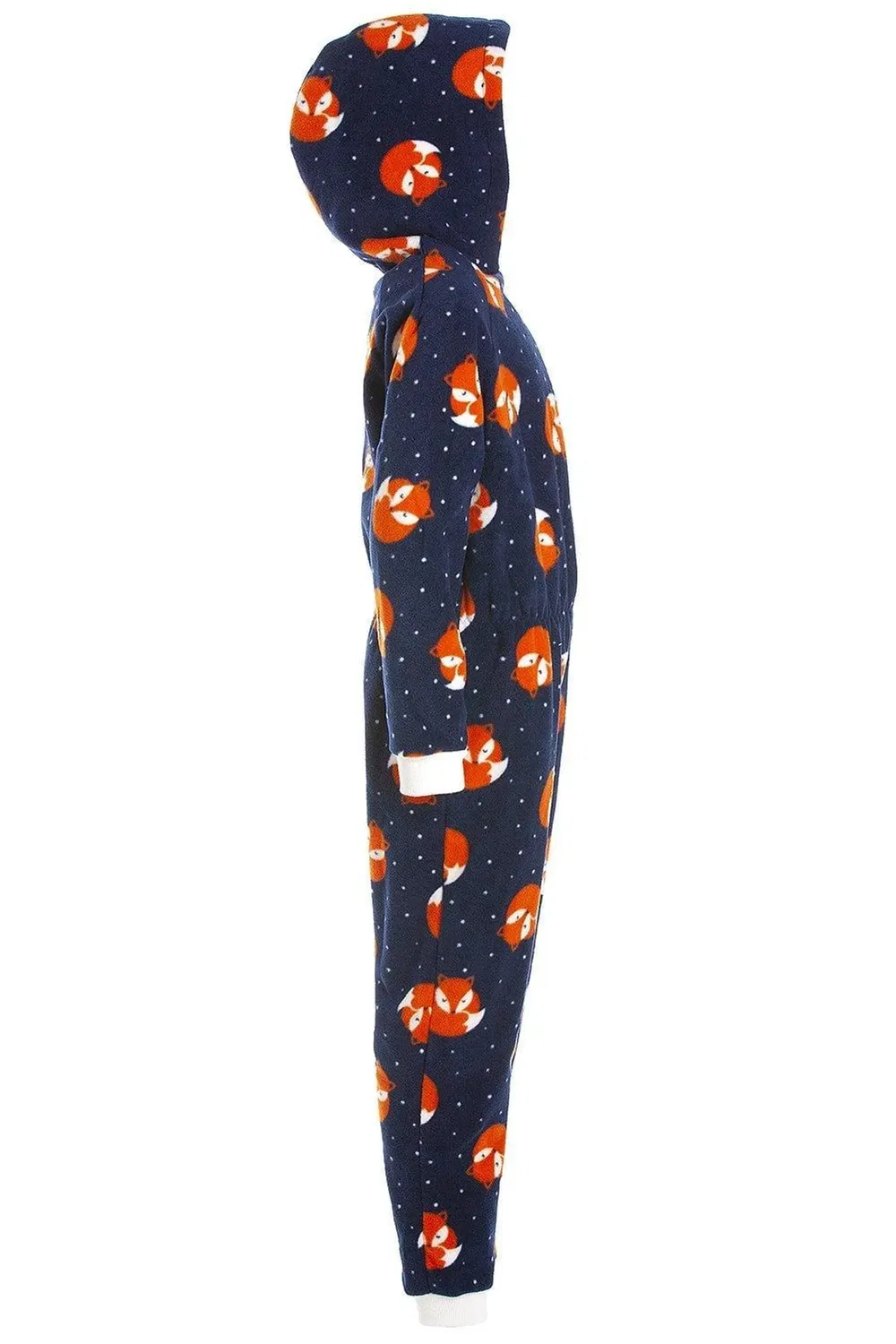 Детский комбинезон с капюшоном с принтом лисы Supersoft Fox Animal Print Hooded All In One Onesie Camille, Navy — фото 3