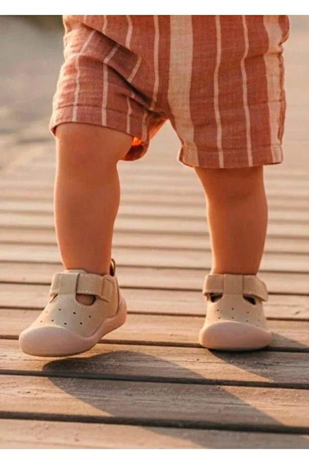 Детские туфли для малышей с ортопедической стелькой Bellamor mini steps, Beige Zaby