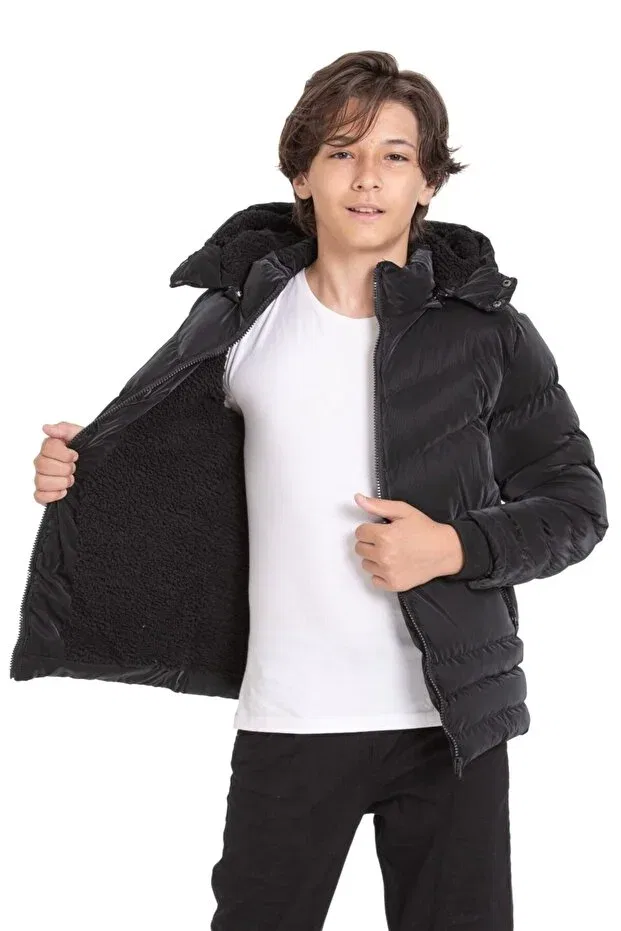 Детское пальто для мальчиков с капюшоном 9022 Garland, Black