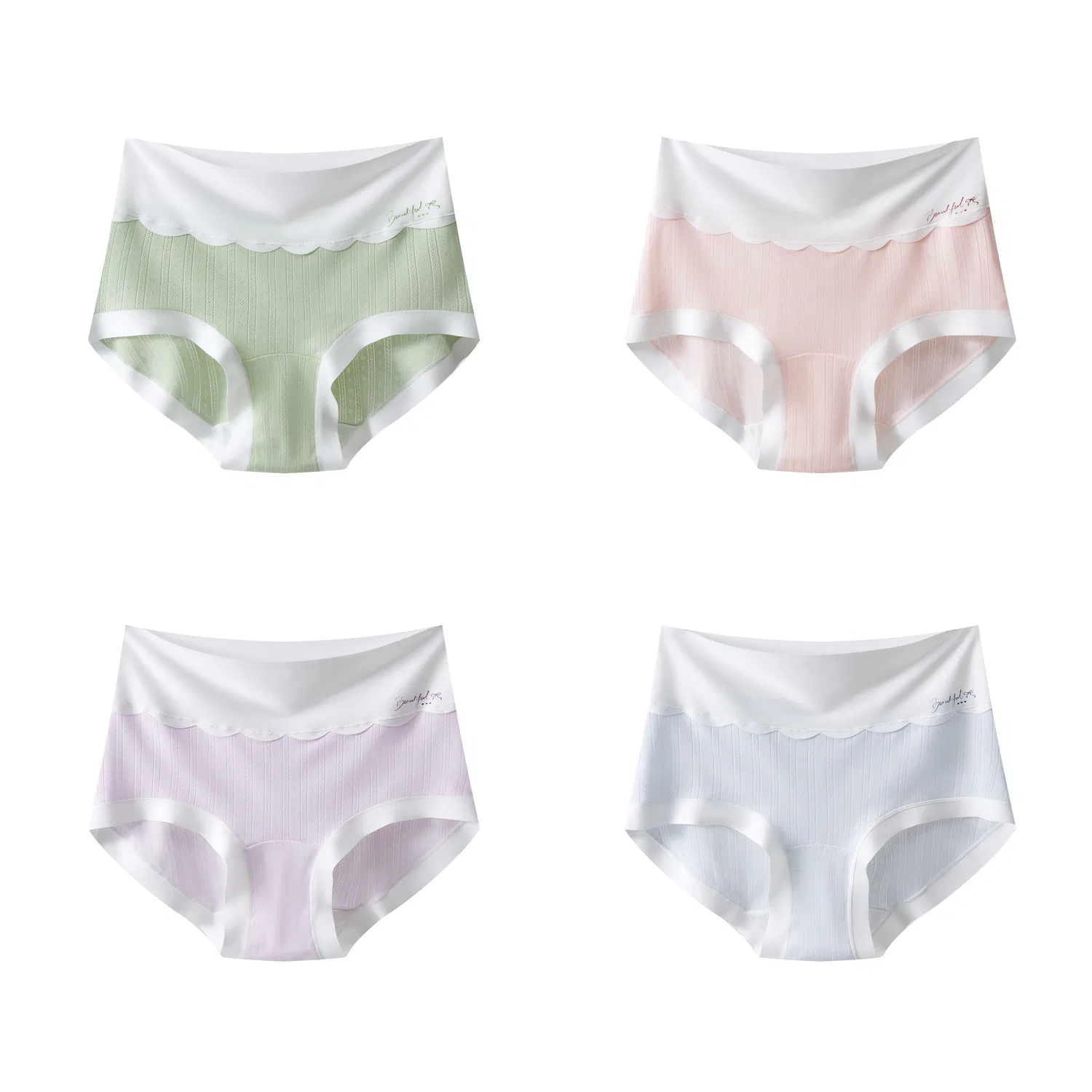Детские трусы для девочек 4 Pack Light Green Light Apricot Light Blue Light Shrimp Color MIIOW — фото 3
