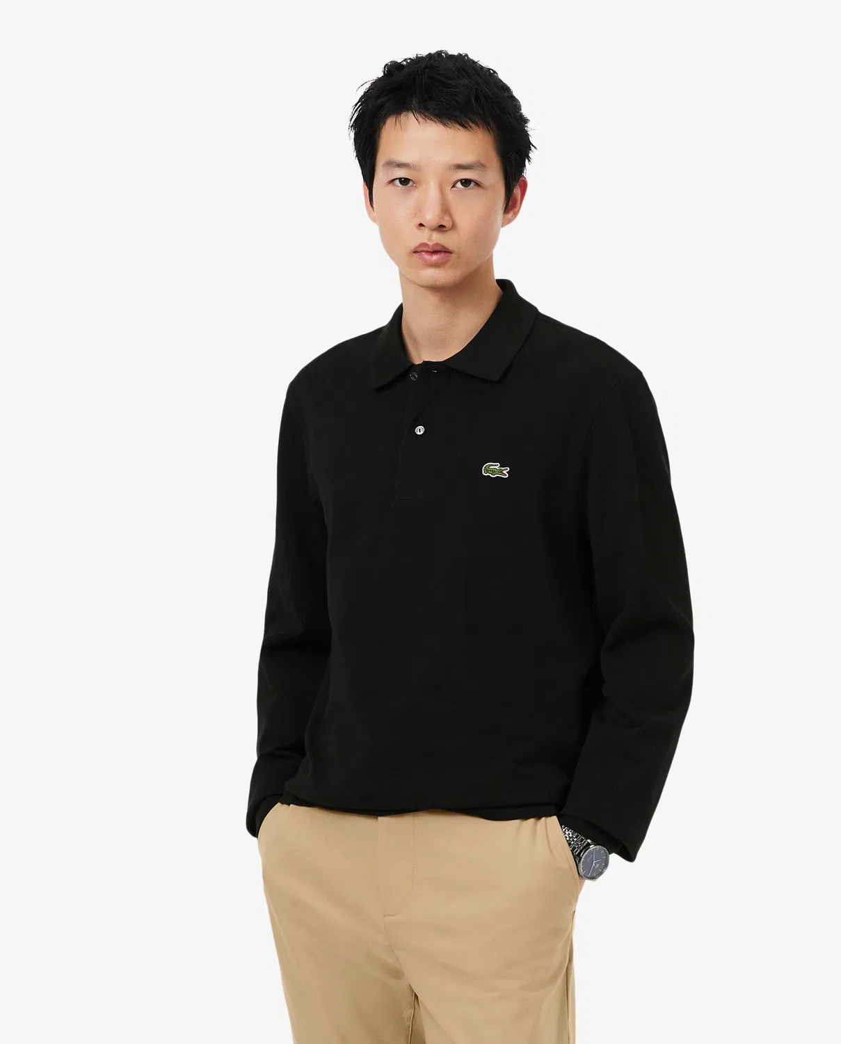 Рубашка с длинным рукавом, Polo Corte Clásico, Lacoste, черный
