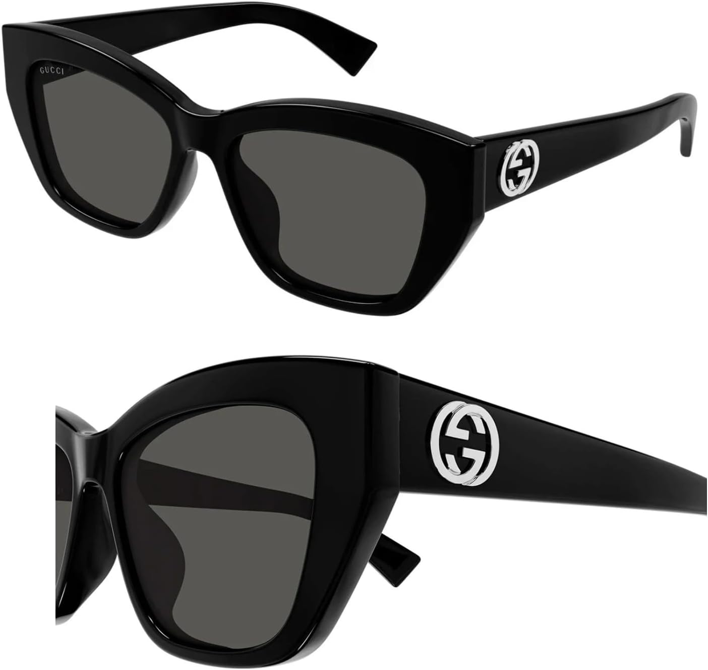 

Женские солнцезащитные очки Gucci GG1844SA GG с переплетающимися логотипами в форме «кошачий глаз» – в комплекте роскошный набор для очков – черная оправа с серыми линзами