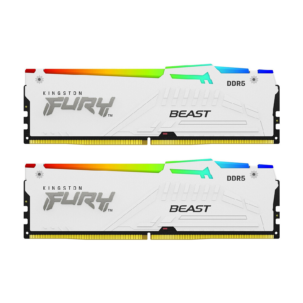 

Оперативная память Kingston Fury Beast RGB, 64 Гб DDR5 (2x32 Гб), 5600 МГц, CL40, KF556C40BWAK2-64, белый