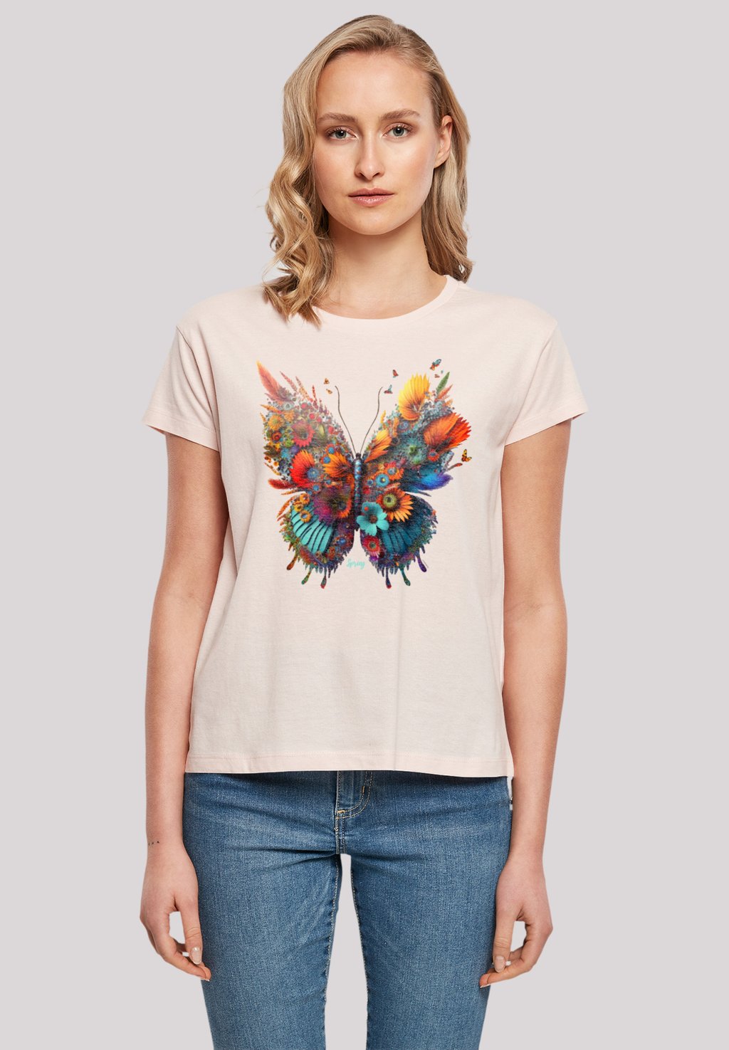 

Футболка с принтом SCHMETTERLING BLUME F4NT4STIC, розовый