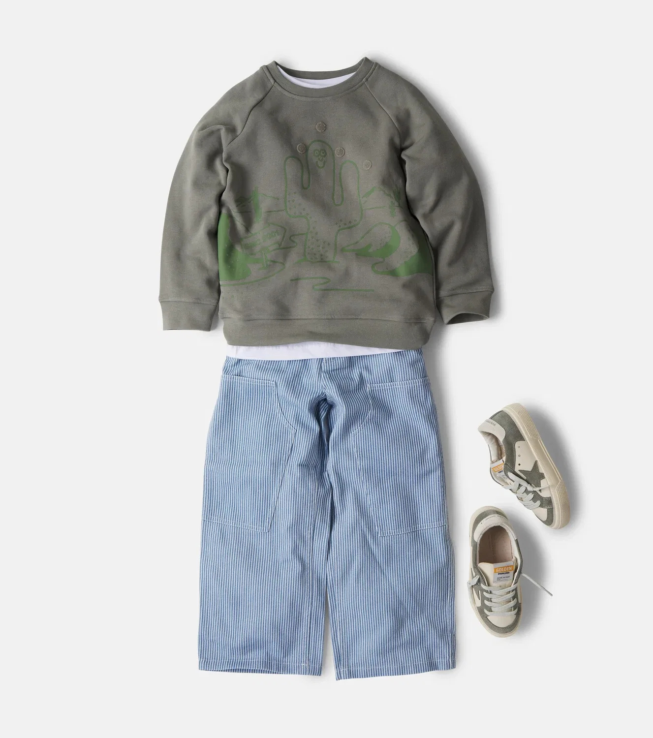 Свитшот хлопковый с принтом Stella Mccartney Kids, зеленый — фото 2