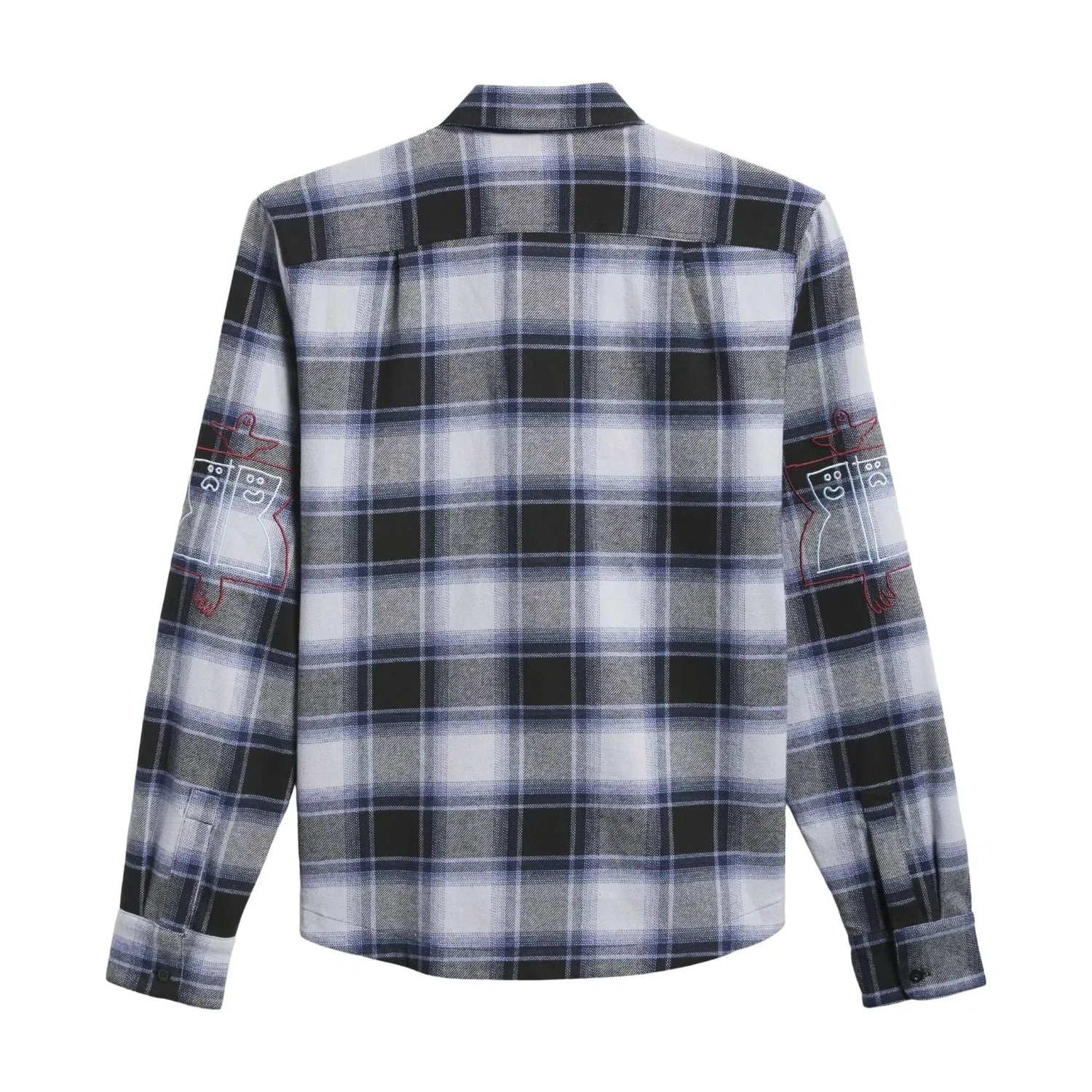 Мужская рубашка Skateboarding x Mark Gonzales Flannel Shirt Asia Sizing 'Black Muted Purple Halo Silv adidas, Black/Muted Purple/Halo Silver — фото 2