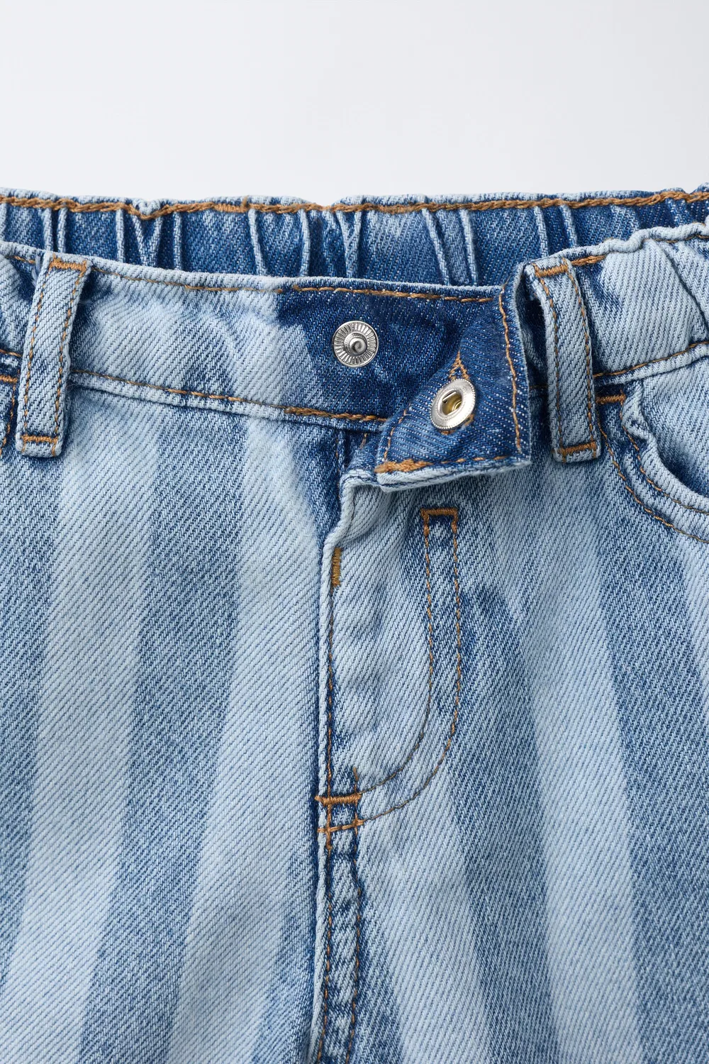 Шорты-бермуды из полосатого денима ZARA, Indigo — фото 3