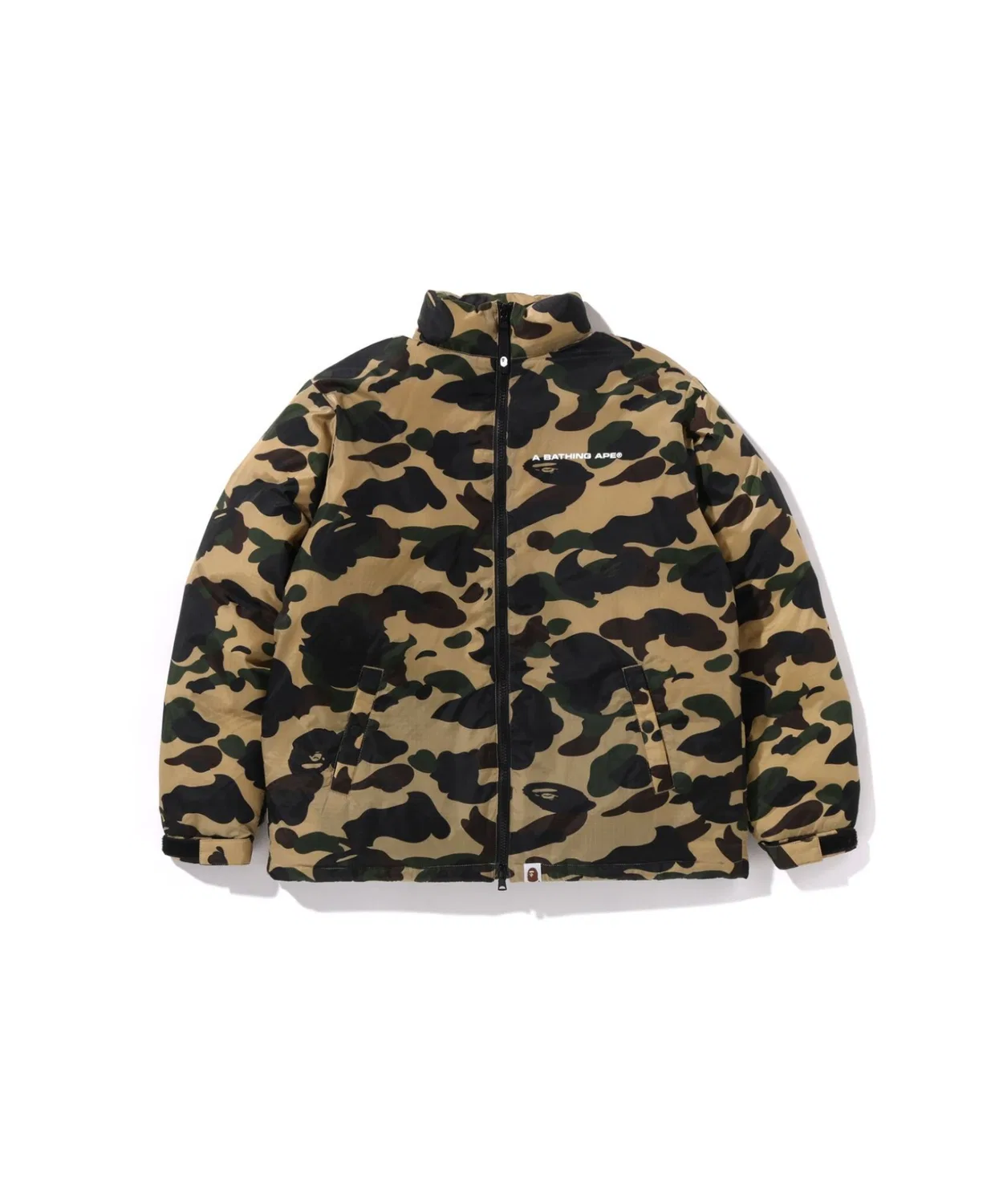 Детский пуховик с камуфляжным принтом 1ST CAMO DOWN JACKET A BATHING APE, Yellow