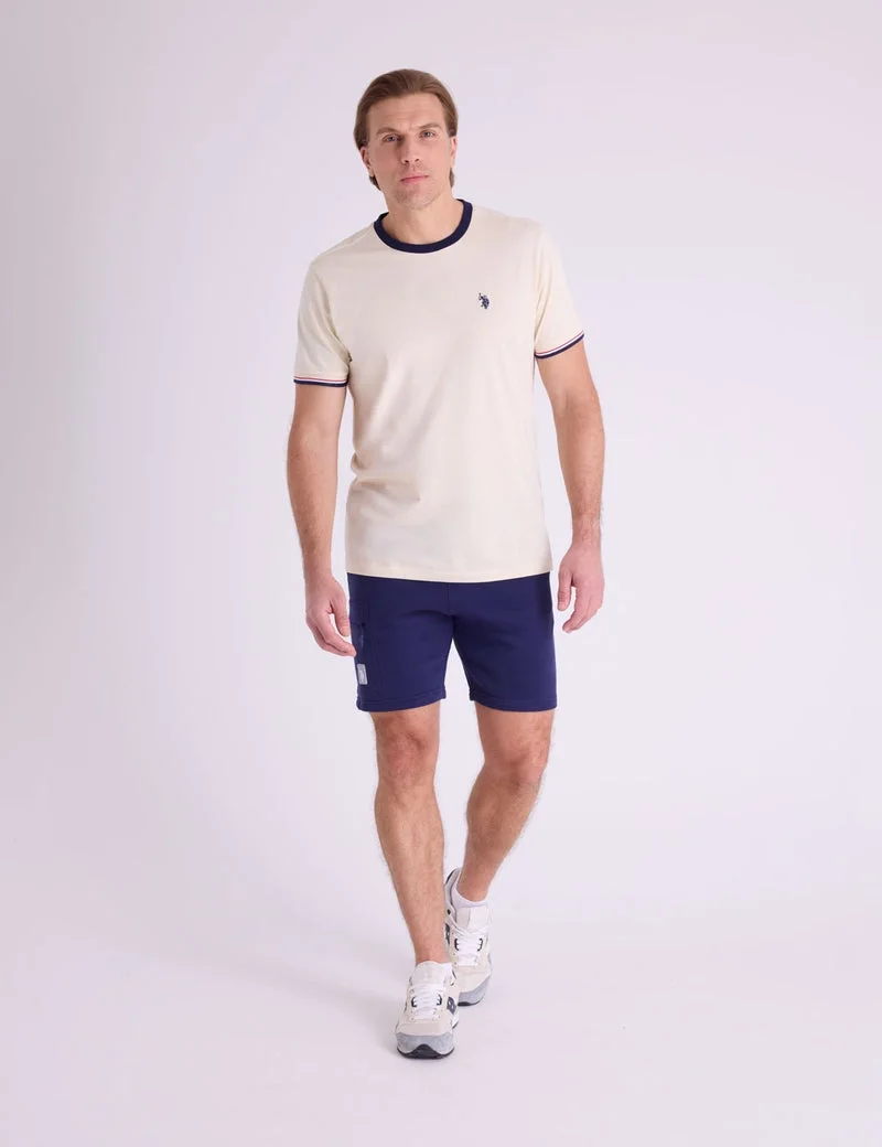 Футболка U.S. Polo Assn. Signature Stripe Trim Ringer, кремово-белый — фото 3