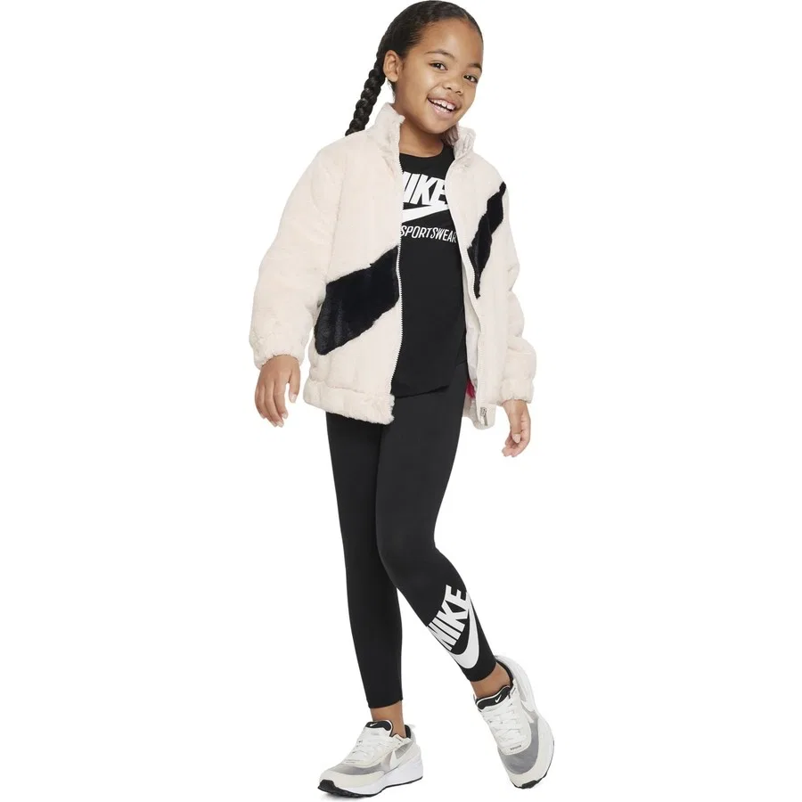 Детская куртка с принтом Big Swoosh Faux Fur Nike, Белый — фото 4