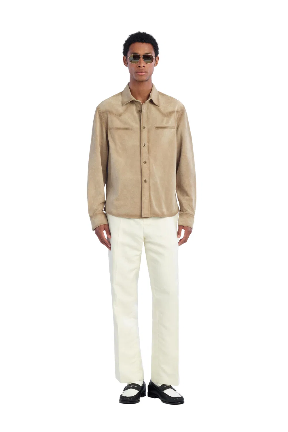 Рубашка из замши стандартного кроя ZARA, Brown/Taupe