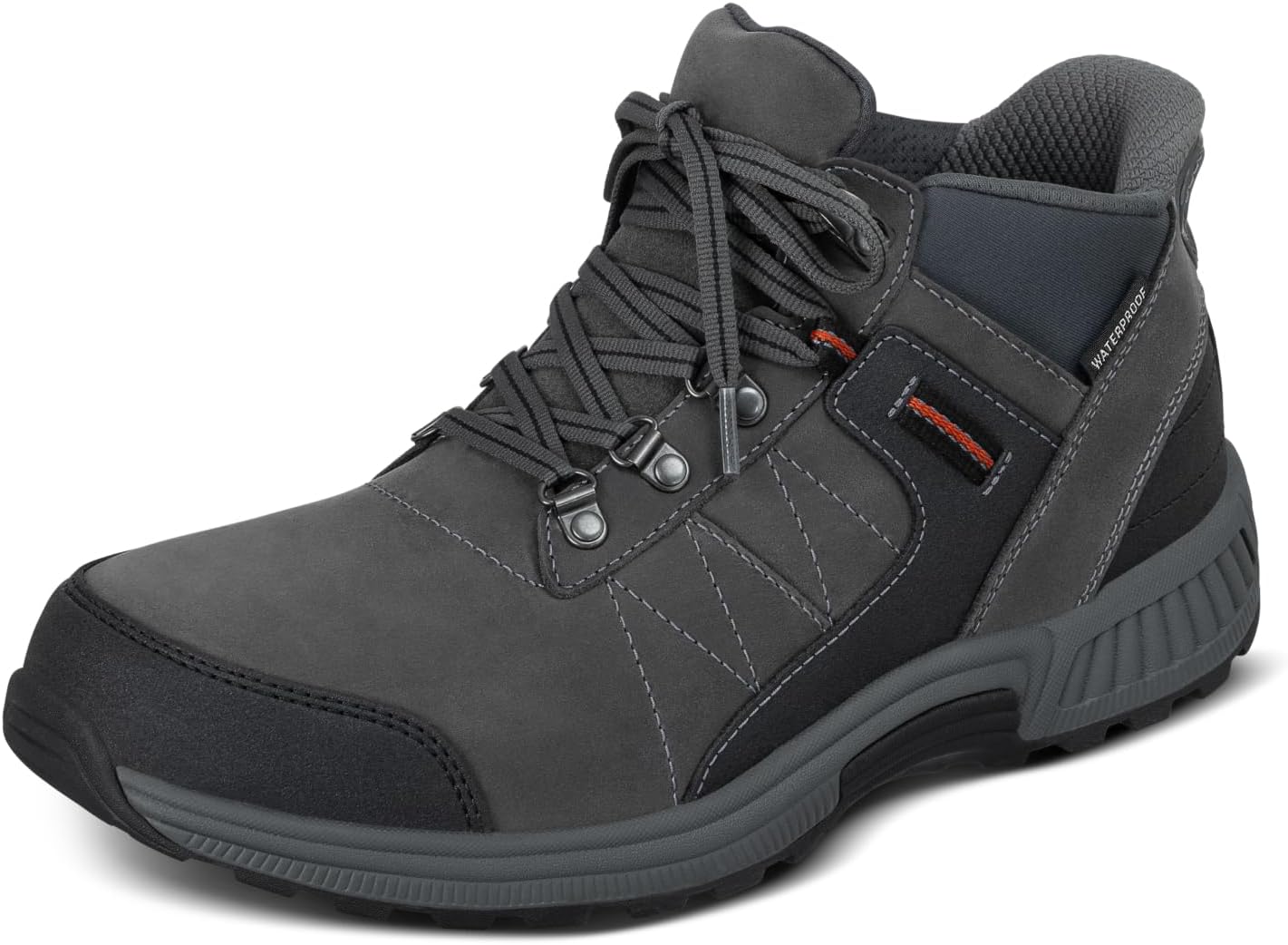 

Мужские ортопедические кожаные ботинки Orthofeet Dalton без шнурков, серый