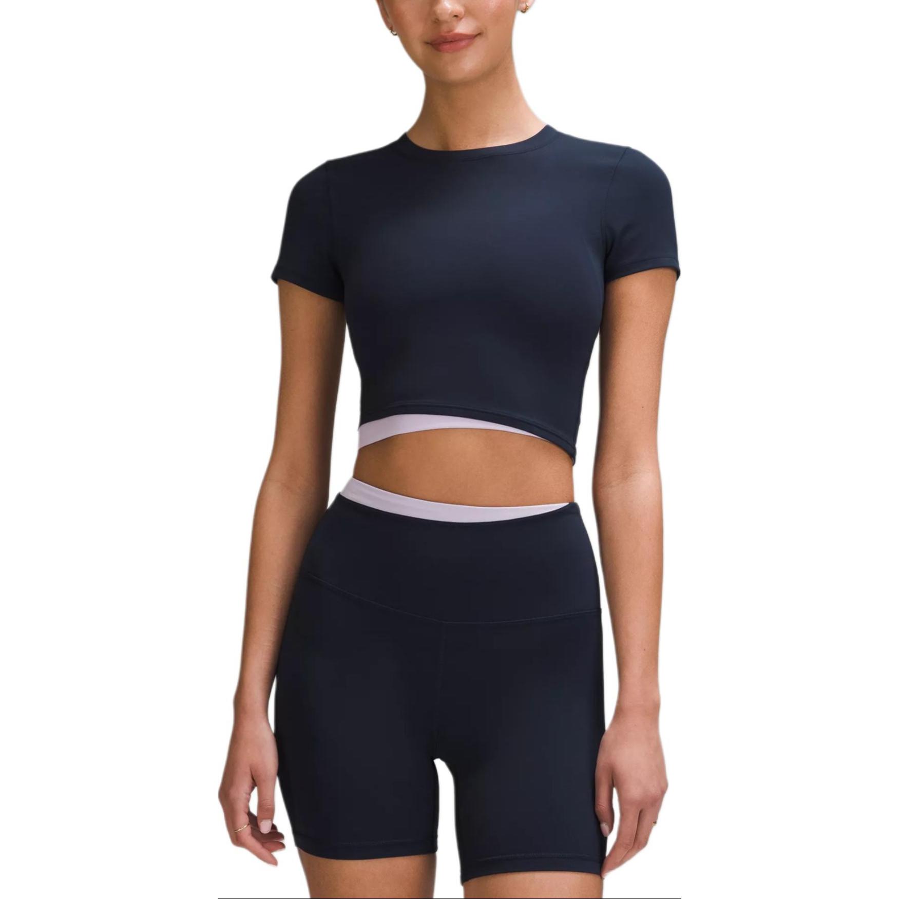 

Футболка для йоги женская Lululemon, True Marine Blue/Lilac/Navy Blue