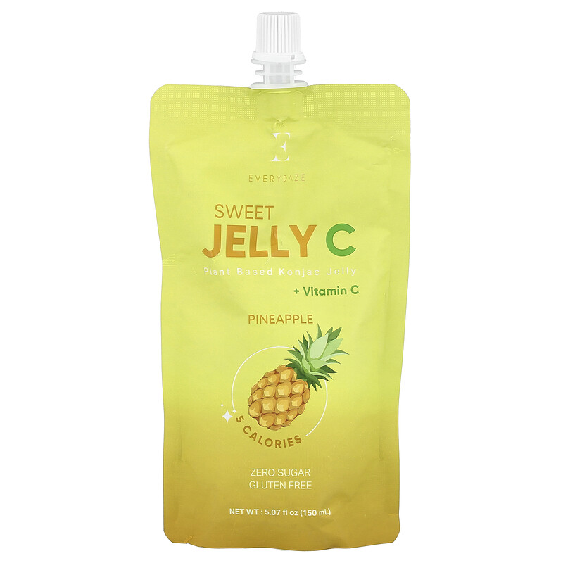 

Everydaze, Sweet Jelly C, желе из конжака на растительной основе, ананас, 150 мл (5,07 жидк. Унции)