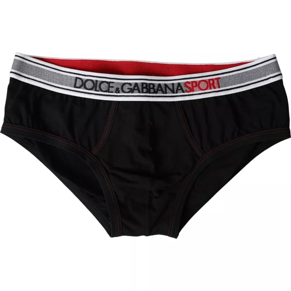 

Черное хлопковое эластичное нижнее белье Brando Slip с логотипом Dolce & Gabbana
