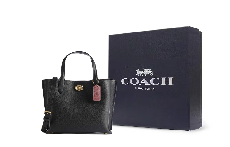 

COACH Кожаная сумка-ведро Вуду Сумка-шоппер Сумка для покупок Женская сумка Через плечо Средний размер Черная