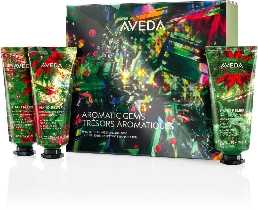 

Праздничный ароматический набор для рук с увлажняющим трио для рук. Рождественский подарочный набор для рук. Aveda, 3× 40 мл