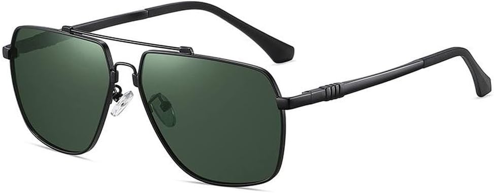 

Мужские солнцезащитные очки UV400, модные солнцезащитные очки с металлической многоугольной оправой, для пляжа, вождения, рыбалки, путешествий, защиты от солнца HVTVTLA, Matte Black Green