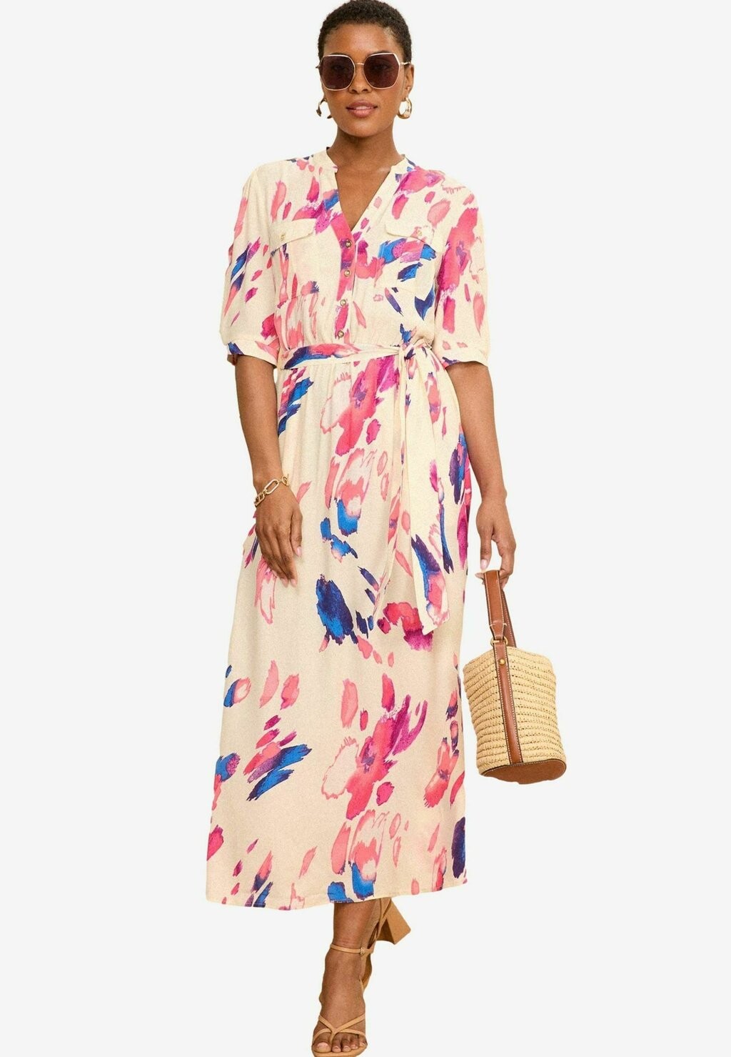 

Платье макси PRINTED SLEEVE PETITE Love & Roses, мультиколор