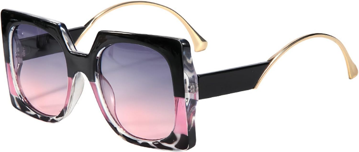 

Крупные квадратные солнцезащитные очки для женщин с серьгами, модные большие солнцезащитные очки с градиентным переходом цвета, ретро-очки для женщин 2025 года mincl, C4