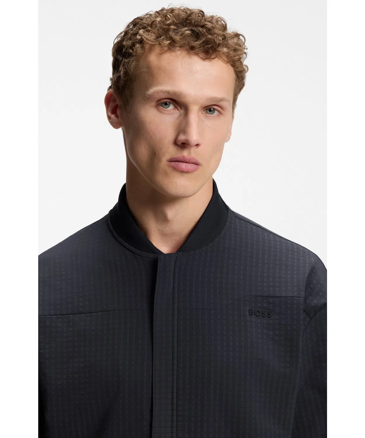 Свитшот BOSS Menswear с вафельным узором, темно-синий — фото 2