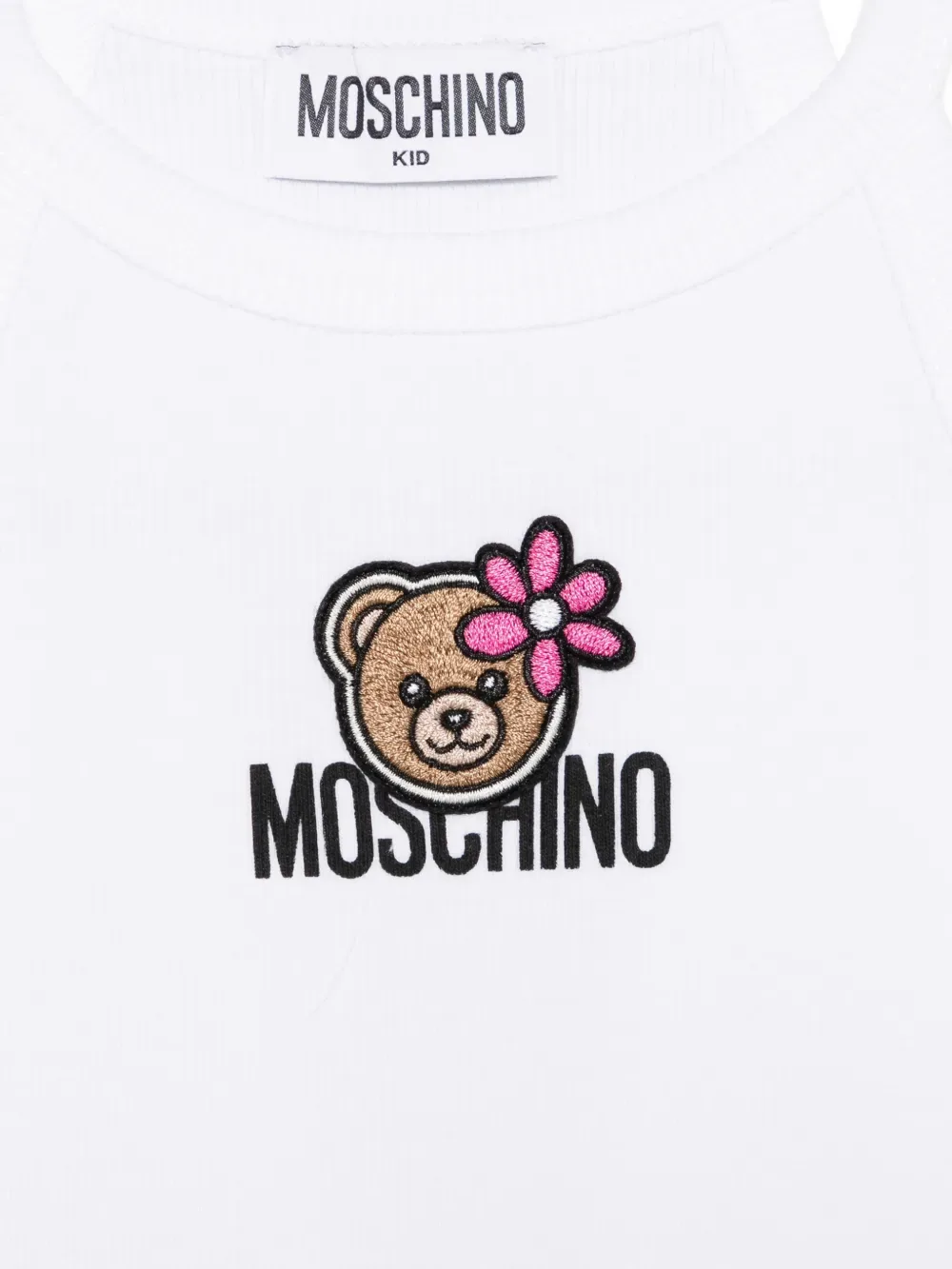 Топ с цветочной вышивкой Moschino Kids, белый — фото 3