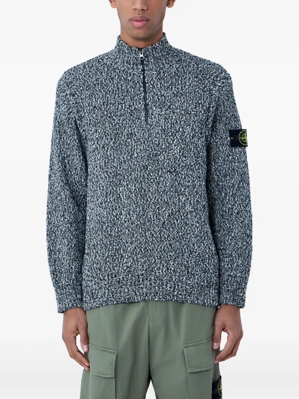 Свитер с застежкой-молнией до середины груди Stone Island, черный