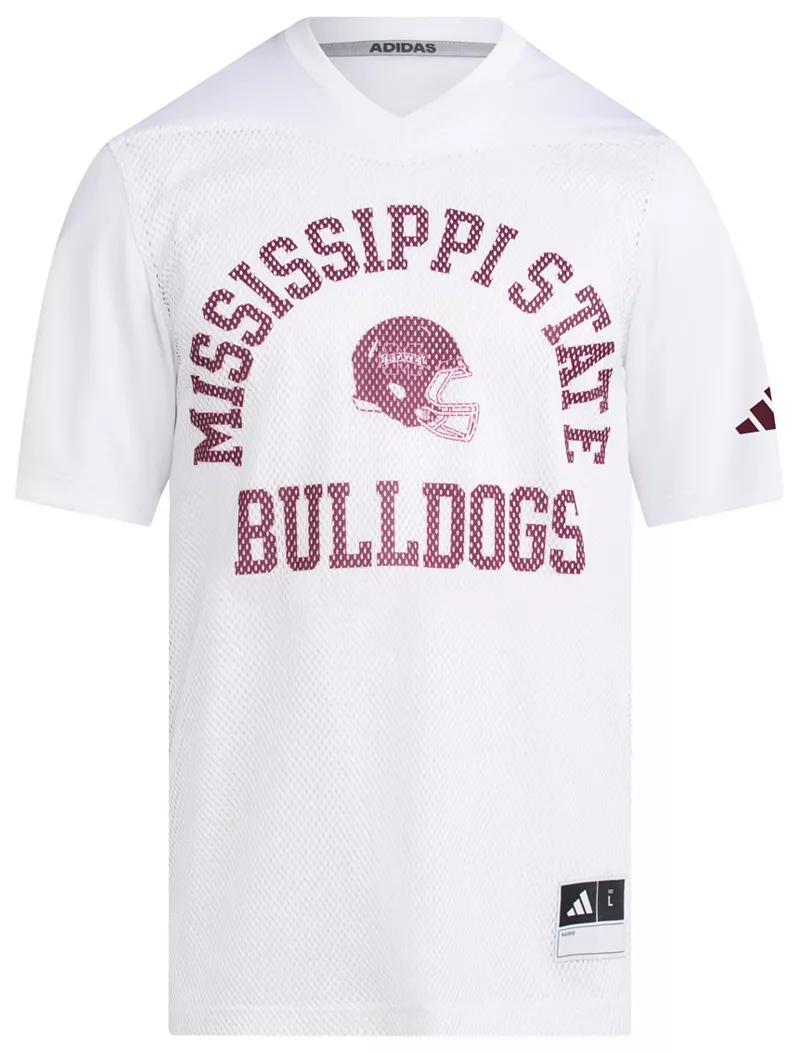 

Мужская белая футбольная майка Adidas Mississippi State Bulldogs белая реплика с задней дверью