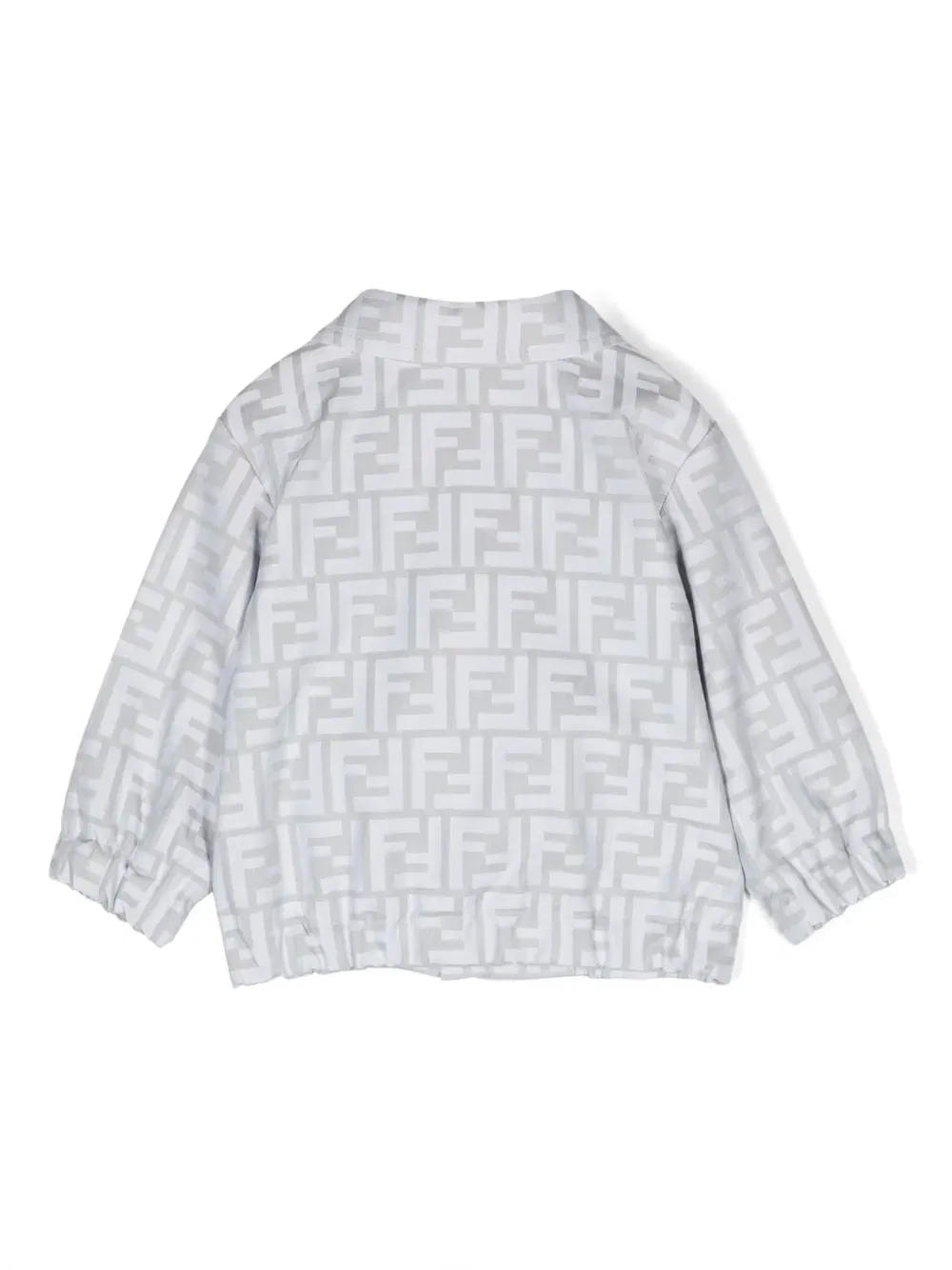 Хлопковая куртка-бомбер с жаккардовым логотипом Fendi Kids, серый — фото 2